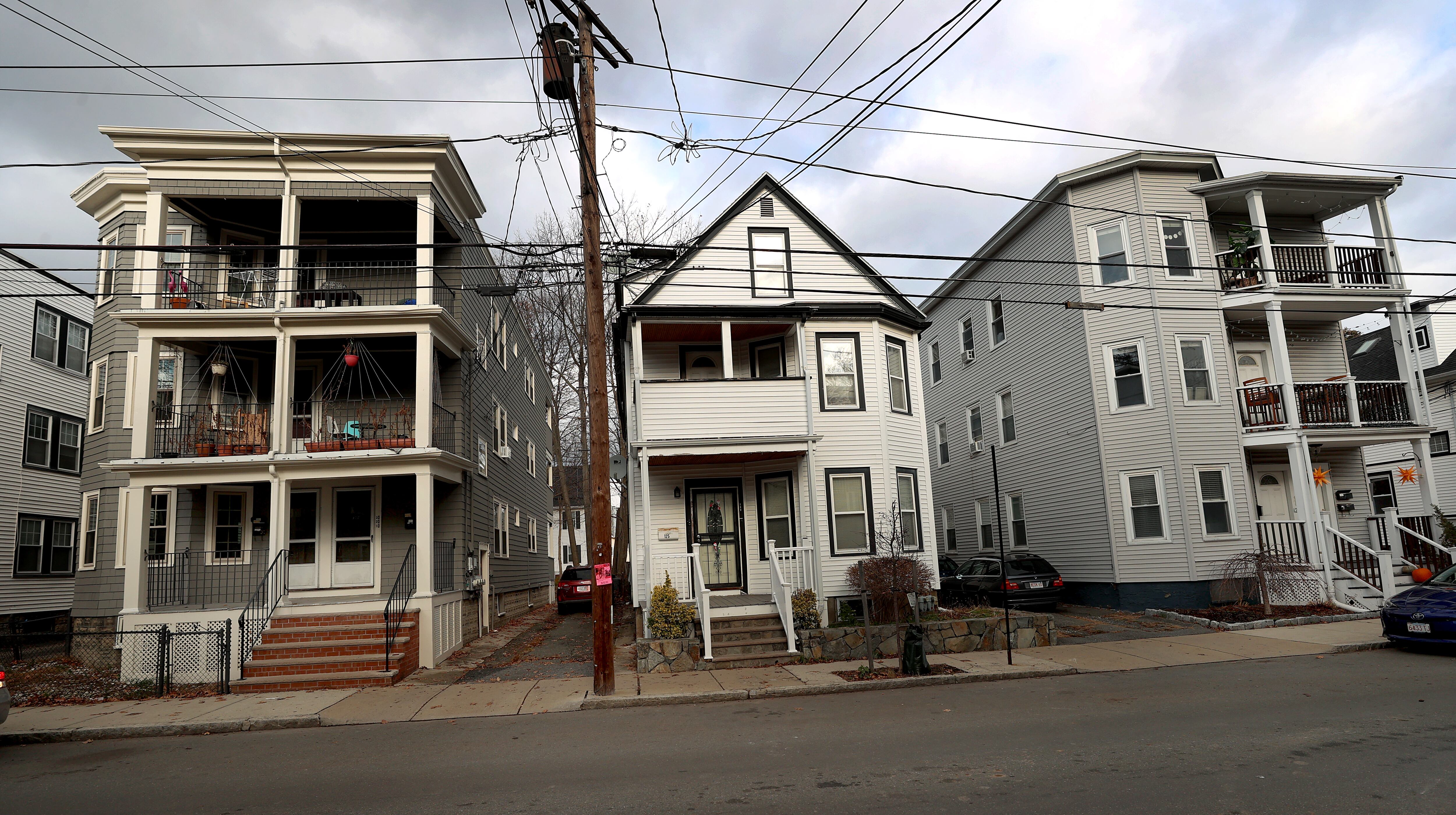 Triple-deckers on Albion Street in Somerville.